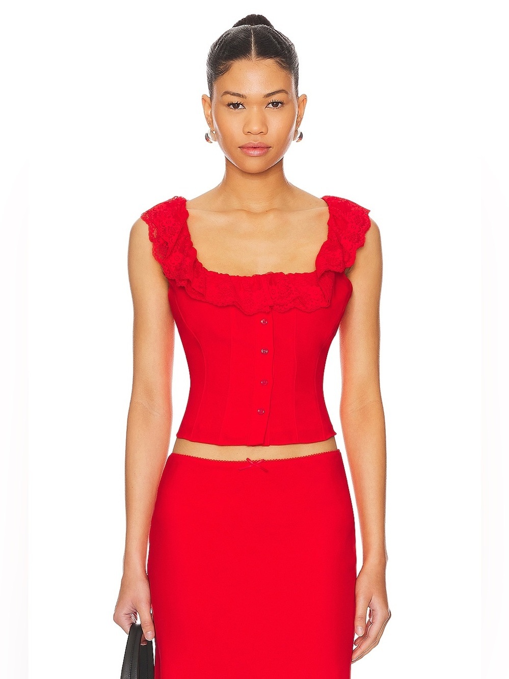 NWT Guizio Paloma Smocked Top Poppy Red Puff Sleeve Blouse Size XL